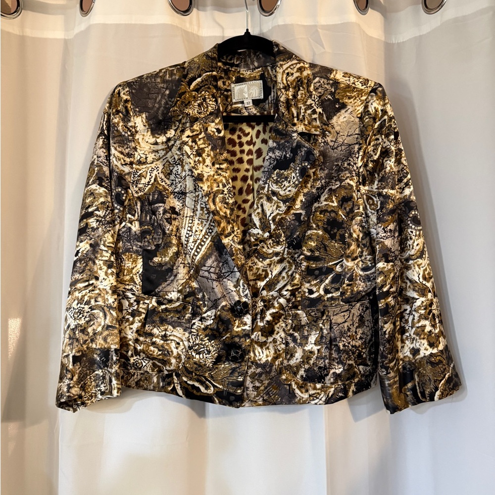 Vintage Alberto Makali 100% Silk Statement Blazer | Late 90s Y2K | Size 12 - Picture 2 of 11